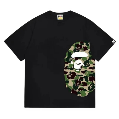 DU-7.17-26 New cross-border foreign trade Japanese fashion brand side ape head color matching loose short sleeve T T-shirt collection for men and women – 1311 black, S