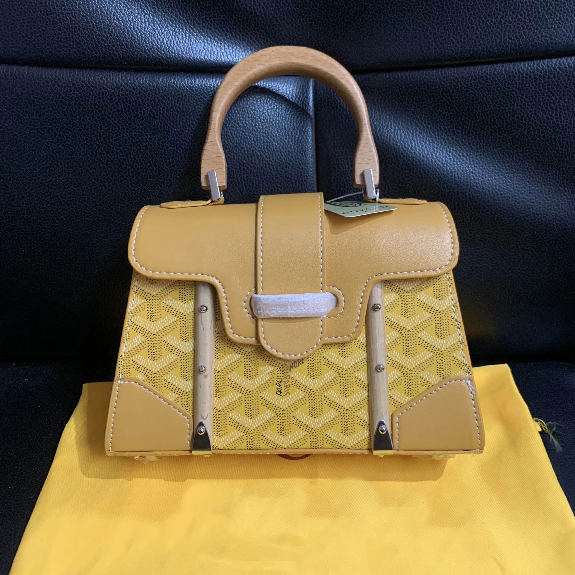 New Wooden Handle Bag Shoulder Bag Crossbody Bag-CY – Yellow