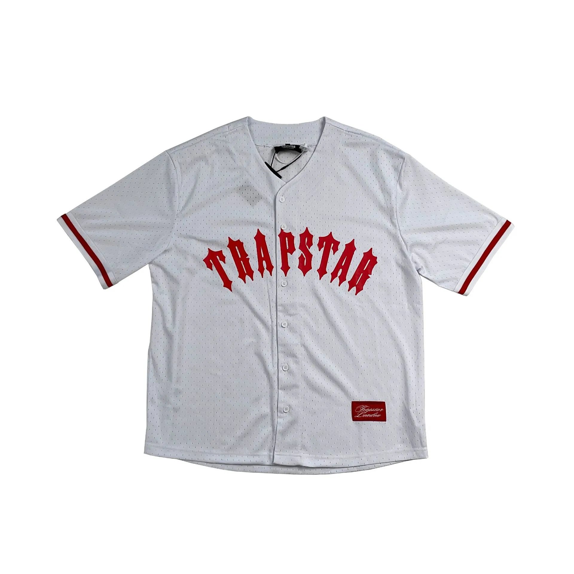Baseball Cardigan Short-sleeved Mesh Shorts Sports Casual Suit-CY – White (short-sleeve), S