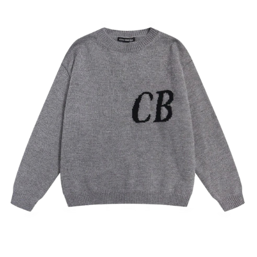 11/16 Sweater Pullover Men's and Women's Letter Jacquard Loose Wool Knitted Casual Sweater Pants Trousers – CB638 black, S