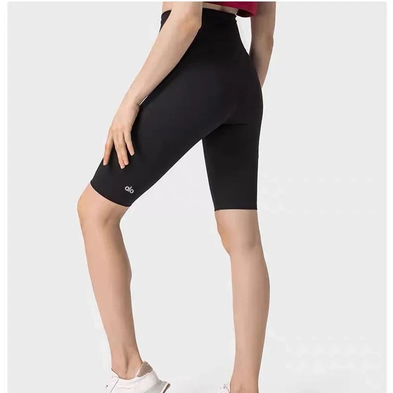 New yoga pants: high-waisted, tummy-control, butt-lifting cycling shorts; skin-friendly, athletic five-quarter-length leggings – Black, 4