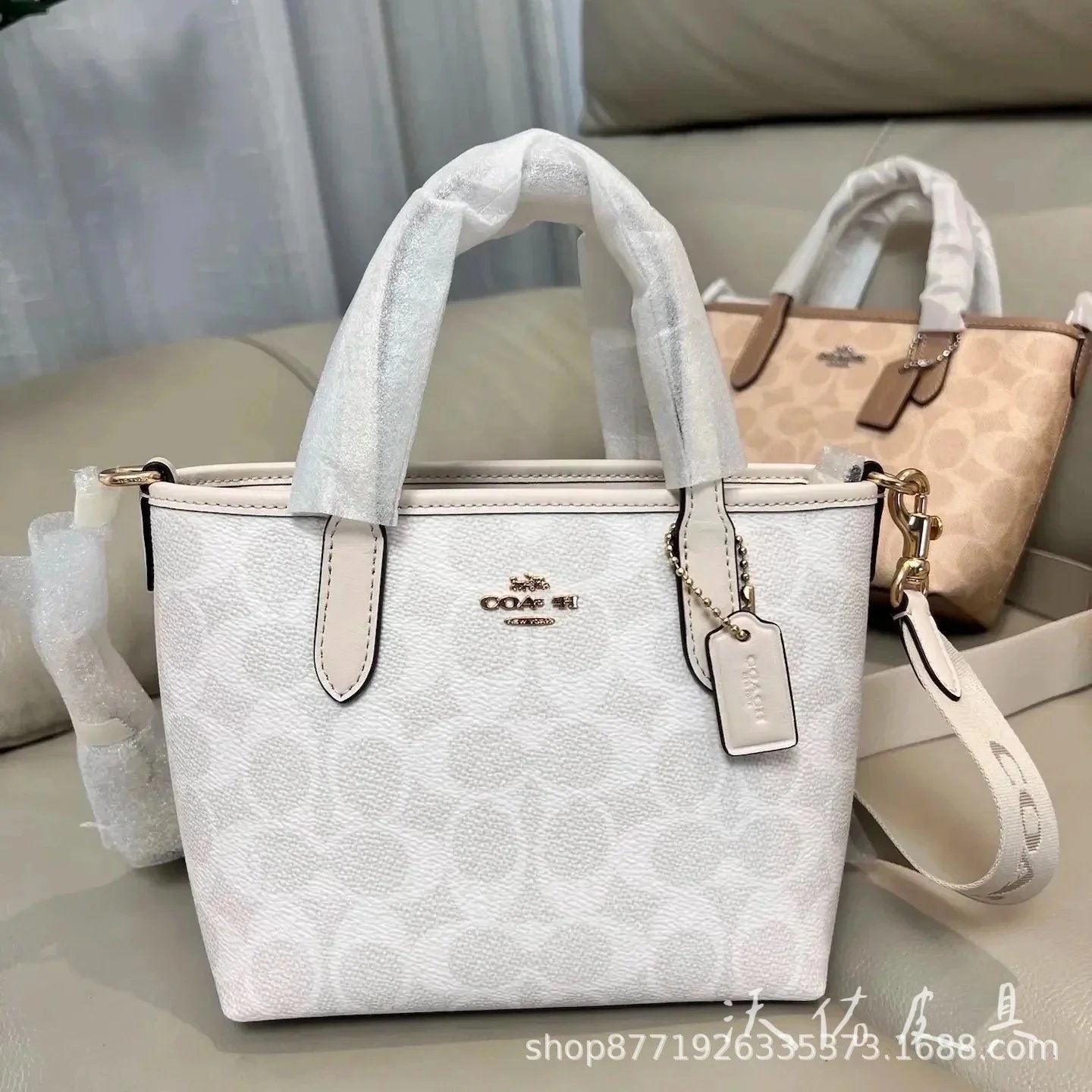 Mini tote bag, new colors, shopping bag, handheld market basket, shoulder bag, women’s bag, portable – Glacier White, 18*18*12