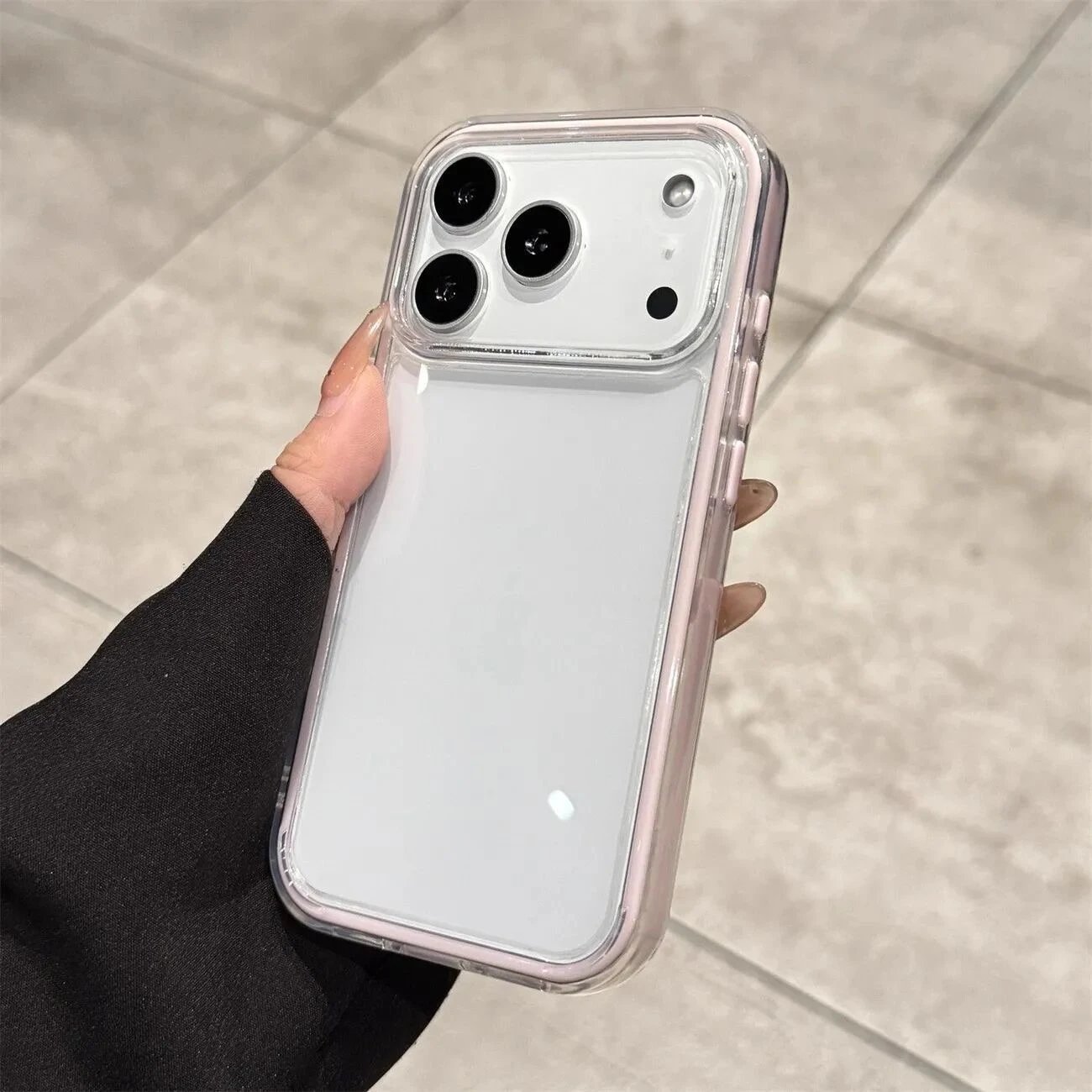 Simple Solid Color 2-in -1 Phone Case – 1 pink, 1, Apple 17