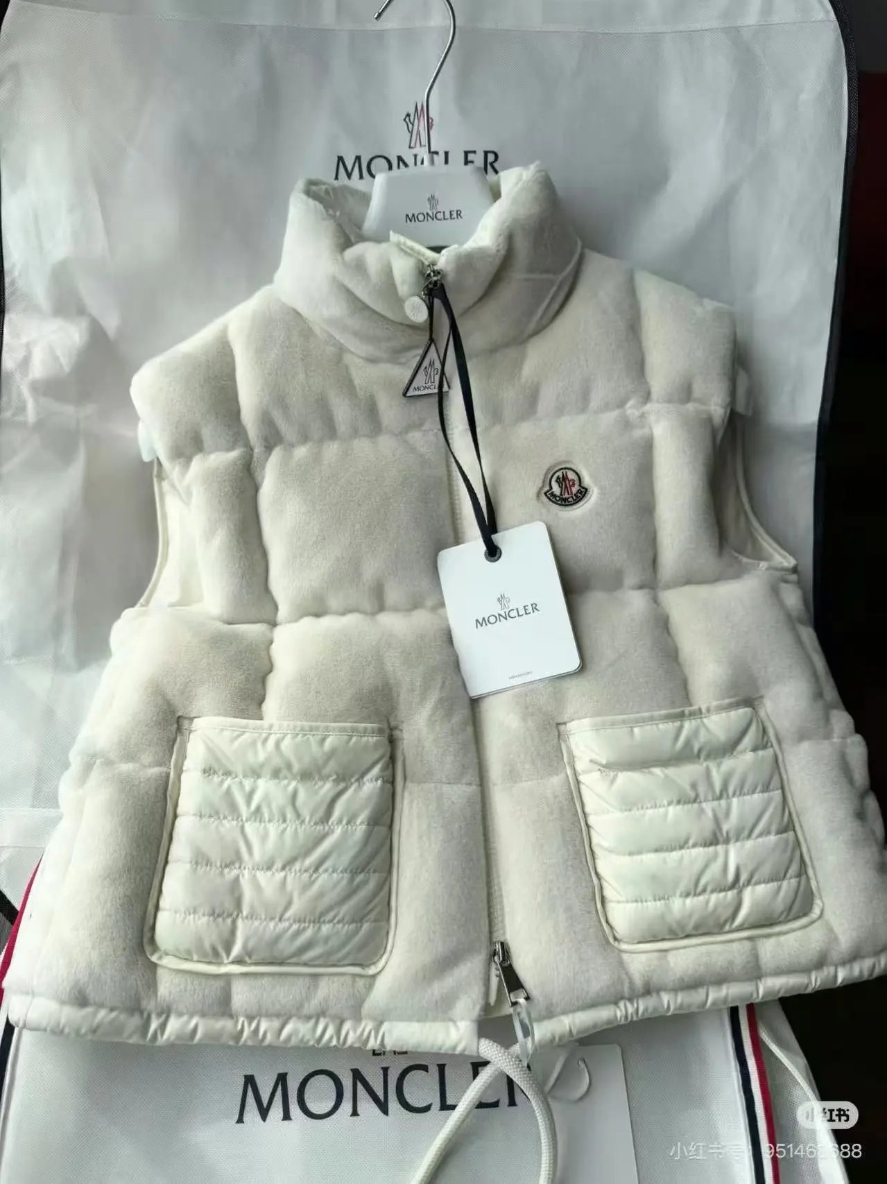 Fashionable casual suede down vest – white, 1(S)
