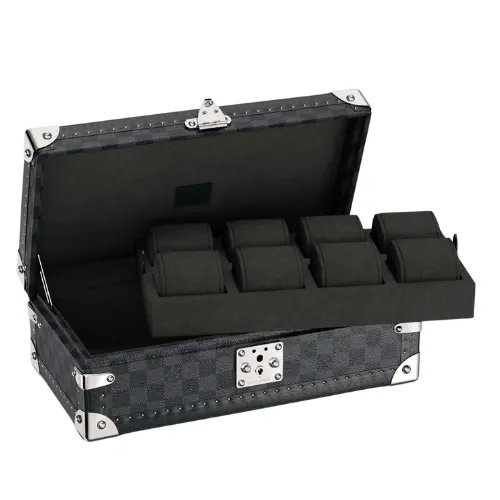Streetwear watch box, 8-piece set, crafted from classic canvas. Equipped with a detachable tray for concealing valuables; 34.0 x 18.0 x 11.0cm (length x width x height)