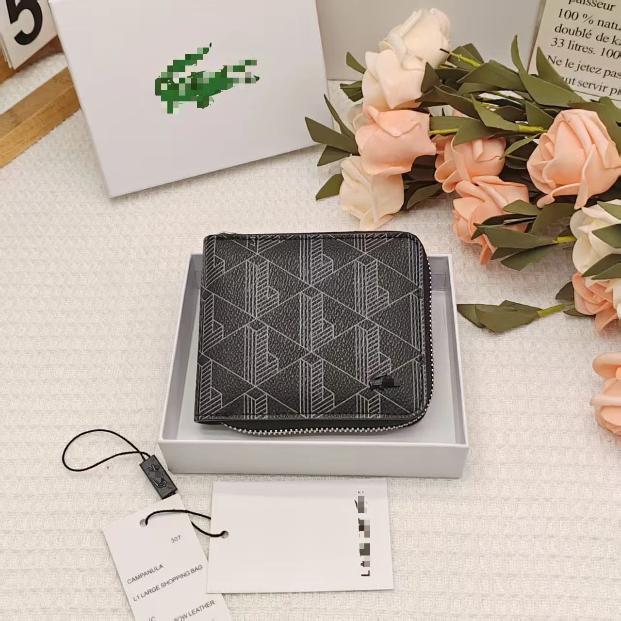 Foreign trade unisex printed series bi-fold wallet mini wallet multi-card fashion business short coin purse – Black, 11.5*2*9.5