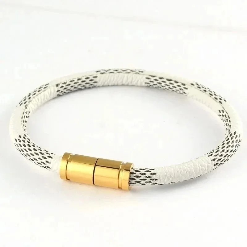 Classic old flower magnetic bracelet – Gold buckle white, 18cm