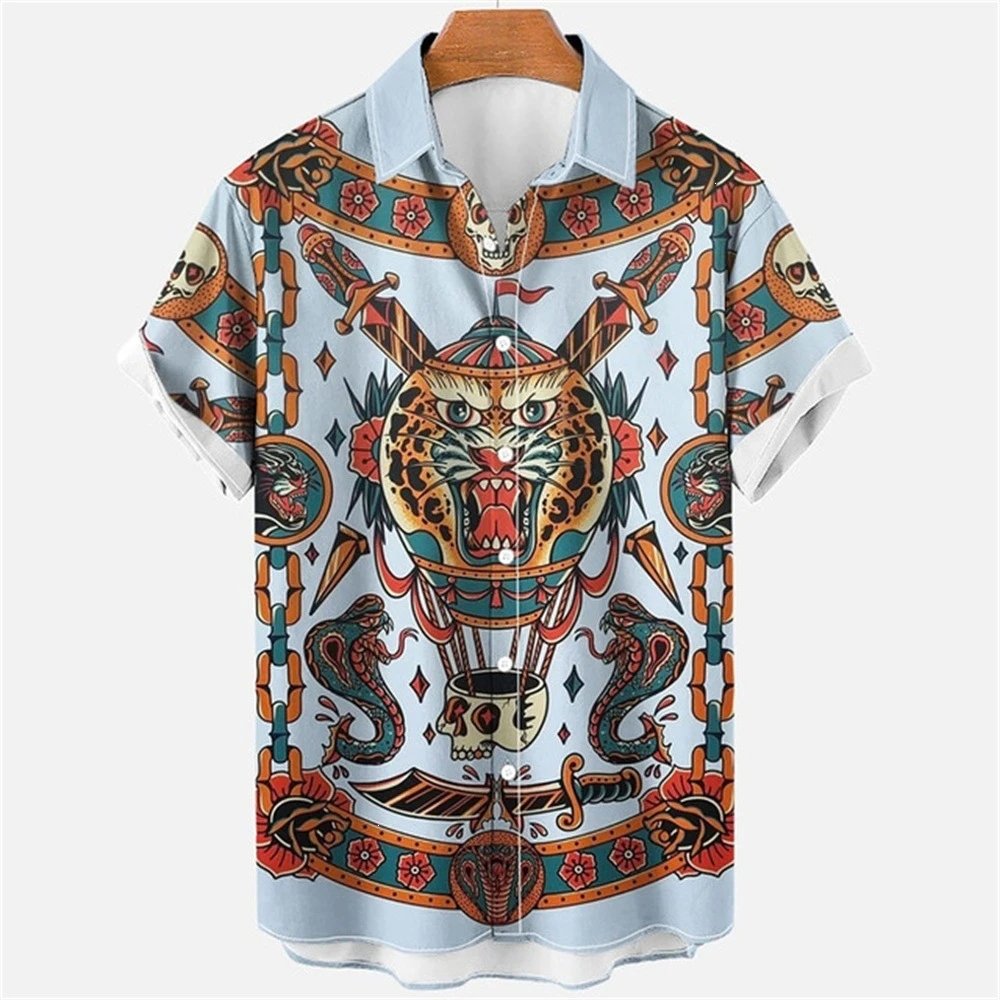 3 D Myth retro animal men Hawaiian shirt lapel men shirt source factory - Image 3