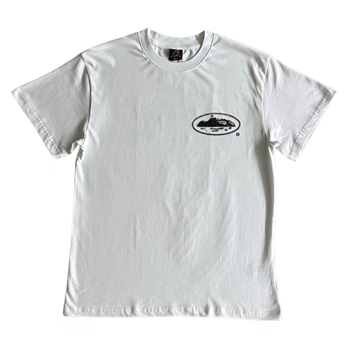 Evil-J Halftone Island T-Shirt – White and blue, S