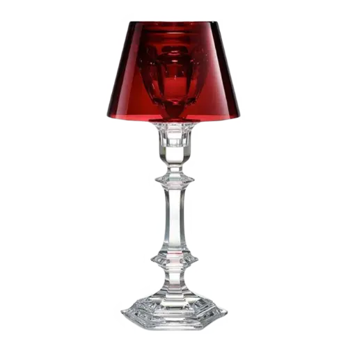 Baccarat Harcourt Collection – Passion Fire Candleholder. This candleholder is meticulously crafted from Baccarat crystal and comprises three essential components: a base, a candlestick inspired by Baccarat’s iconic Harcourt design, and a crystal shade with a translucent metallic sheen – Red