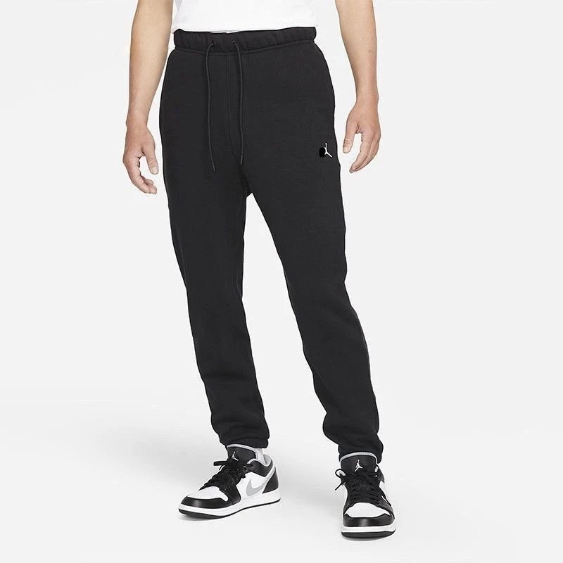 Autumn and Winter Casual Fleece-Lined Loose Sports Pants Trousers Knitted Cotton Bundle Foot aj Flying Sweater Pants 9821 – Black, S