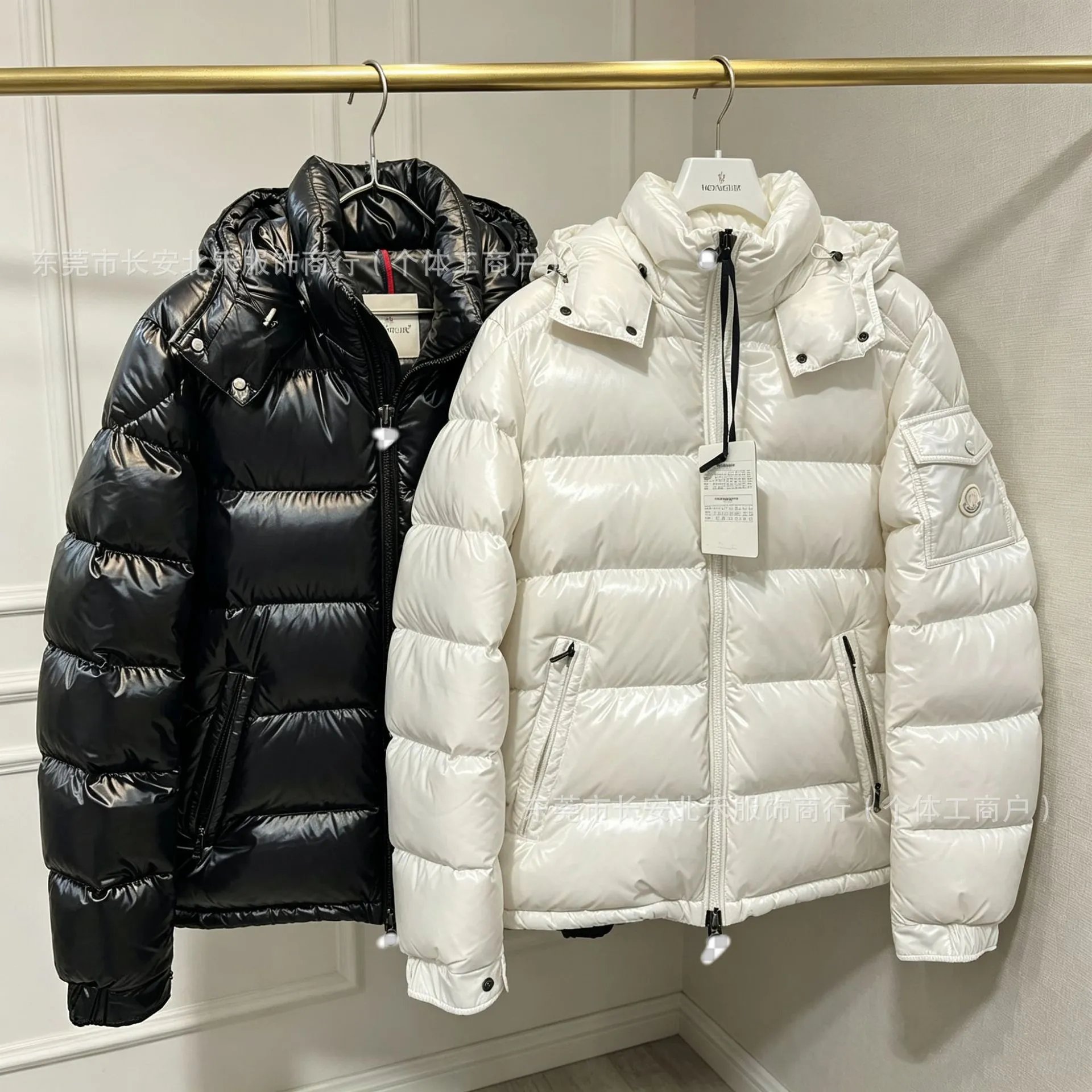 Meng’s same-style detachable-hooded glossy cotton-padded coat, loose-fitting and extra-thick, for couples—warm, windproof, cross-border ready