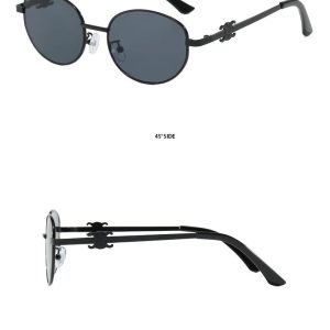Sunglasses Women's Fashion Star Glasses New Round Color Sunglasses Women's Round Face Korea Retro 856 Wholesale – Black frame, gray lenses
