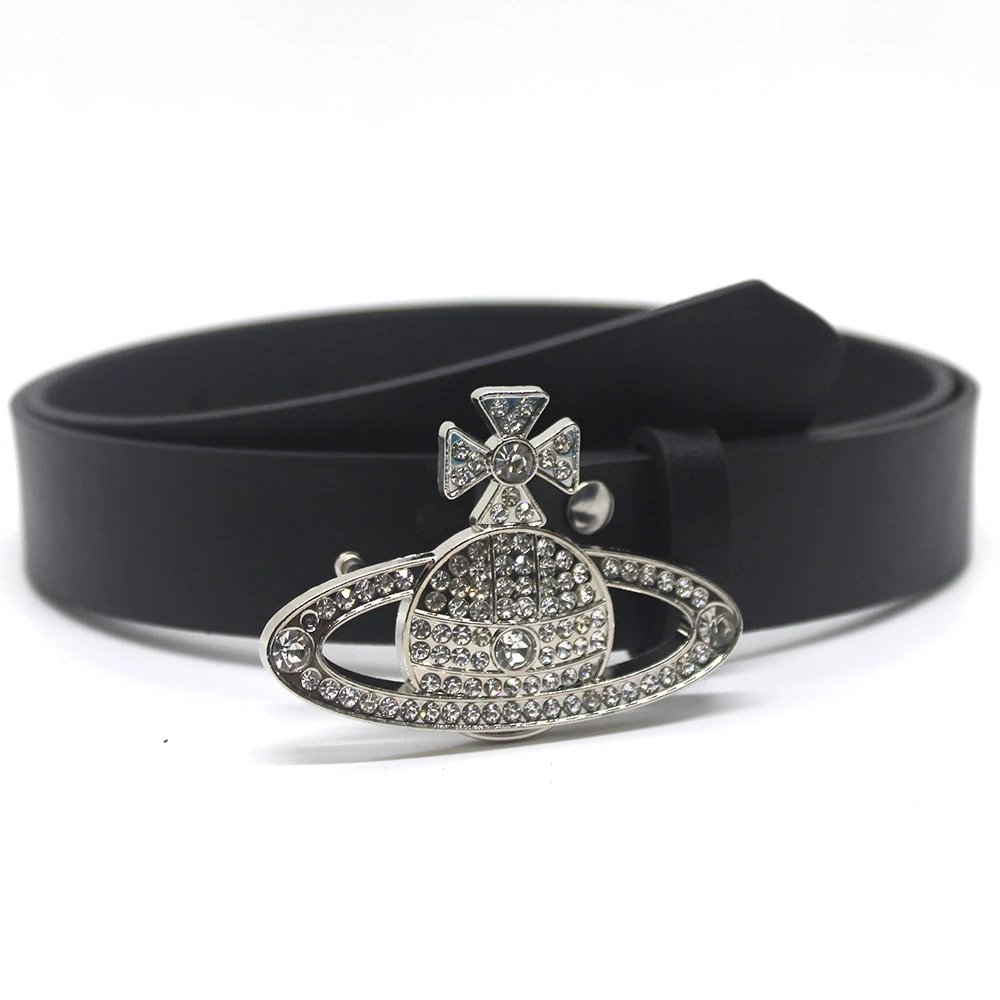 Trendy New Diamond Button Head Distinctive Belt Women's Jeans Skirt Accessories Fashion Joker Belt Factory Outlet – Black, 105cm long and 2.8cm wide