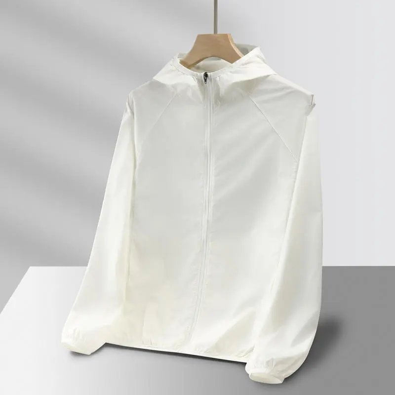 Sun Protection Clothing for Men and Women Ultra-thin Breathable UV Protection Comfortable Skin Wind Print Clothing Fishing Shirt Sun Protection Clothing Print logo – white, S