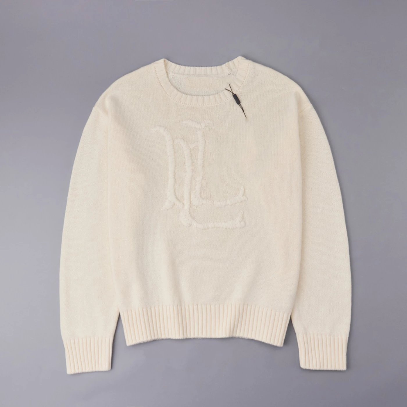2025 Women's Coarse Needle Cotton Hand-Woven Flower Large Letter Crewneck Long Sleeve Knitted Sweater 264-13