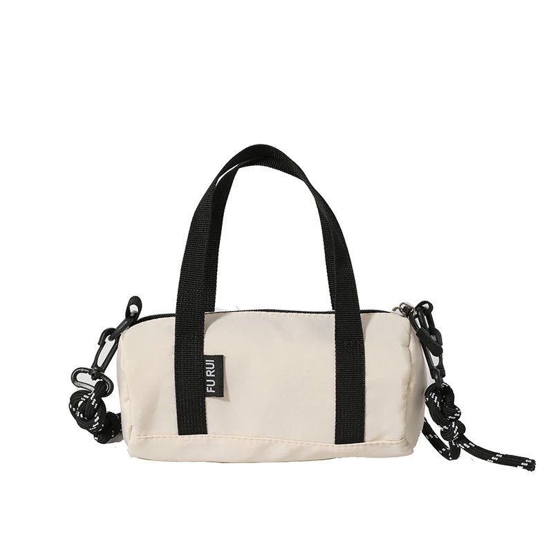 Summer Mountain Sense Mini Small Satchel Trendy Cool Decorative Pendant Small Bag mini Bag Oxford cloth original cylinder bag – white