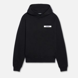 25 SS Foreign trade bestseller JAC American-style hooded sweater classic chest logo autumn and winter loose letters for men and women – Black, S