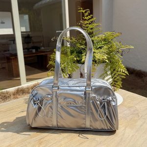 South Korea ins Niche Nylon Lightweight Portable Underarm Bag Women's New All-match Large Capacity Pillow Shoulder Bag Trendy – Silver