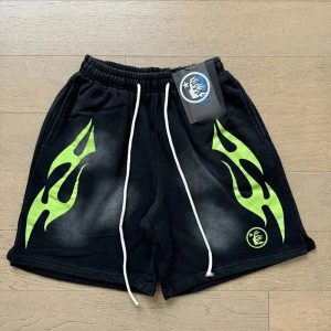 Broken Planet Flame Shorts Neon Flame Print – 24, L