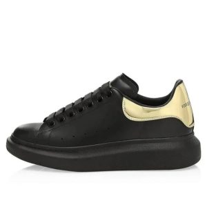 Alexander McQueen Oversized Sneaker Black with Gold Heel Tab – Option 88B388FF, 35