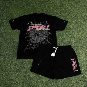 Palm Angels Spiderweb Tee & Shorts Set Pink Logo Spiderweb – DXT1HY018, 3XL