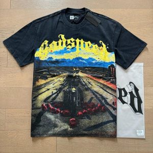 Graphic Tee Godspeed Highway Print – 1011 Washed Black, L