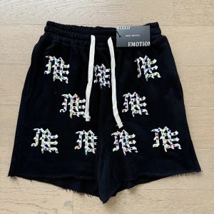 Mixed Emotion Embroidered Shorts Crystal-Embellished Gothic Script – X0017Black, L