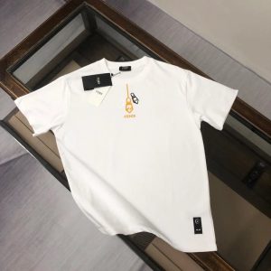 Fendi Graphic T-Shirt Orange Logo Print – L