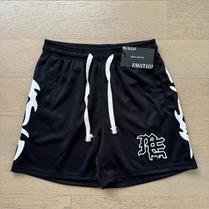 Mixed Emotion Flame Shorts Black with White Flame Print – X0025Black/White, L