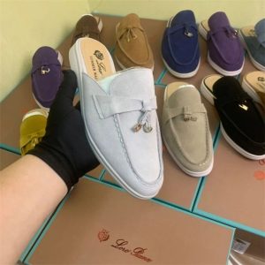 Loro Piana Summer Walk Loafer Mule Light Grey Suede – B23, 35