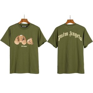 Palm Angels Graphic Tee Teddy Bear Print – Green broken bear, L