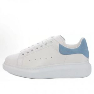 Alexander McQueen Oversized Sneaker White with Blue Suede Heel – 9, 35