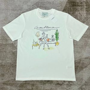 Casablanca Graphic T-Shirt Illustrated Lounge Scene – White2, L