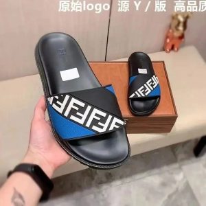 Fendi FF Logo Slide Black Blue White – 36