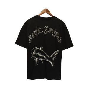 Palm Angels Graphic T-Shirt Shark Print – Option E04D57B1, L
