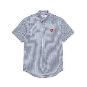 Comme des Garçons Short-Sleeve Shirt Stripe with Heart Logo – L