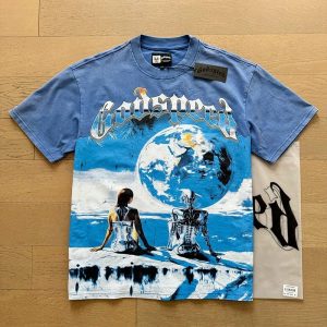 Godspeed Graphic Tee Earth Print – 1005 Washed Blue, L