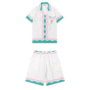 Casablanca Camp Shirt and Shorts Set Wave Trim – 3XL