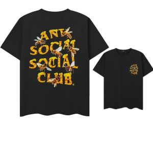 Anti Social Social Club Graphic Tee Honeycomb Bee Print – L