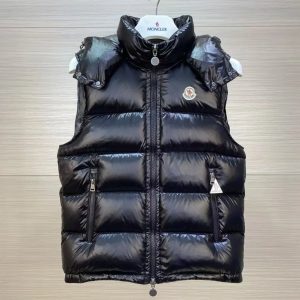 2025 Meng-Family Maya Glossy Puffer Vest – Unisex Autumn/Winter Style – Black, 3XL