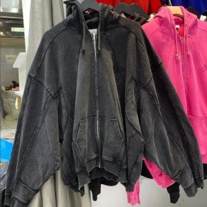 Embroidered lettering hoodie couple sweatshirt – Black V666, S