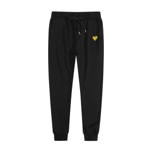 Comme des Garçons Jogger Pants Heart Logo – Black Sweatpants with Gold Eyelets, 3XL