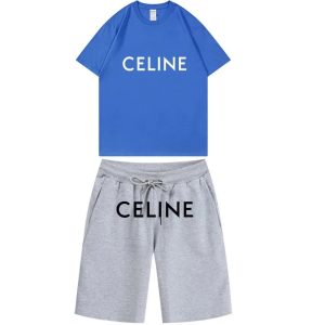 Celine Logo Tee and Shorts Set Bold Logo Print – 3XL