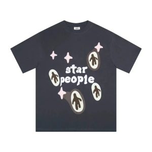 Broken Planet Star People Tee Graphic Print – Style #4 gray, L
