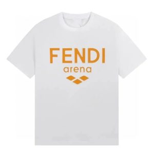 Fendi Arena Logo Tee White with Orange Print – 3XL