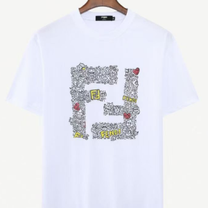 Fendi Graphic Tee Doodle Logo Print – 28, XXXL