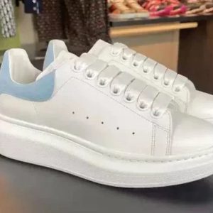 Alexander McQueen Oversized Sneaker White with Light Blue Heel Tab – Light Blue Tail, 35