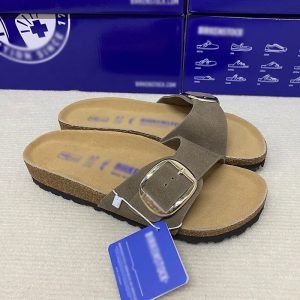 Birkenstock Madrid Big Buckle Olive Suede – Large single button gray green, EU34
