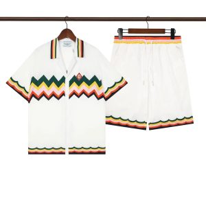 Casablanca Short-Sleeve Shirt & Shorts Set Multicolor Zigzag Trim – 19, L